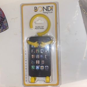Bindi hang it on flexible cell phone holder. Yellow. New